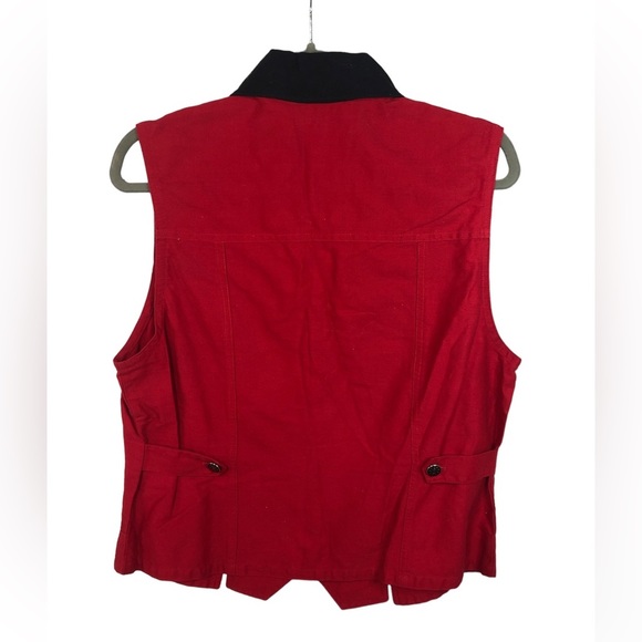 Rhythm Blue Women’s Vest Red Cotton Metal Buttons Embroidered Western - Picture 2 of 8